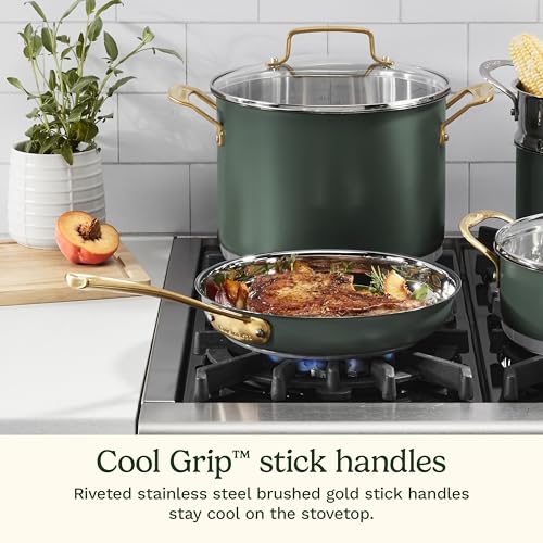 Image of Cuisinart Cookware Set, 11 Piece Stainless Steel Cookware Pots and Pans, Home and Kitchen Durable Stainless Steel for Everyday Cooking, Matte Thyme, MT89G-11