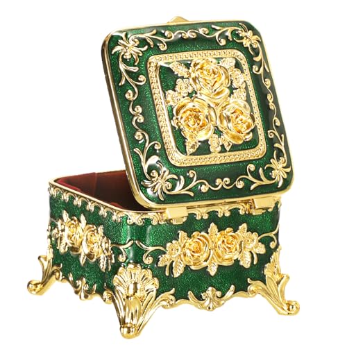 Boîte à bijoux vintage verte petite boîte décorative pour bague et collier - 5