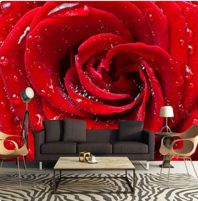 Papier peint 3D roses pour cacher un mur de chambre terne