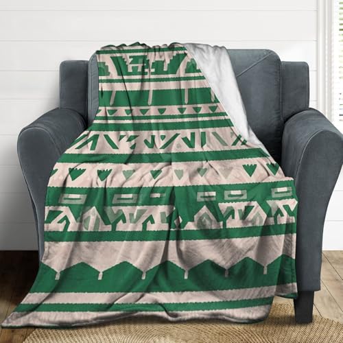 Couverture de lit en flanelle duveteuse, plaid chaud vert et blanc pour canapé