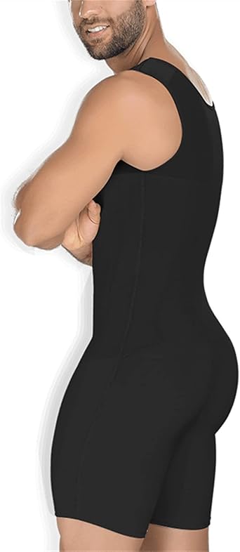 XMXM Plus Size Bodysuit For Men Weight Loss Compression Shaper Open Crotch Full Body Shapewear Tummy Control Waist Trainer (Color : Black, Size : Large)