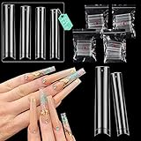 Individual Size 3 4 5 6 No C Curve Nail Tips for Acrylic Nails Professional, 200PCS 3XL Extra Long, Half Cover Straight Tapered Square Nail Tips 4 Mostly Used Sizes