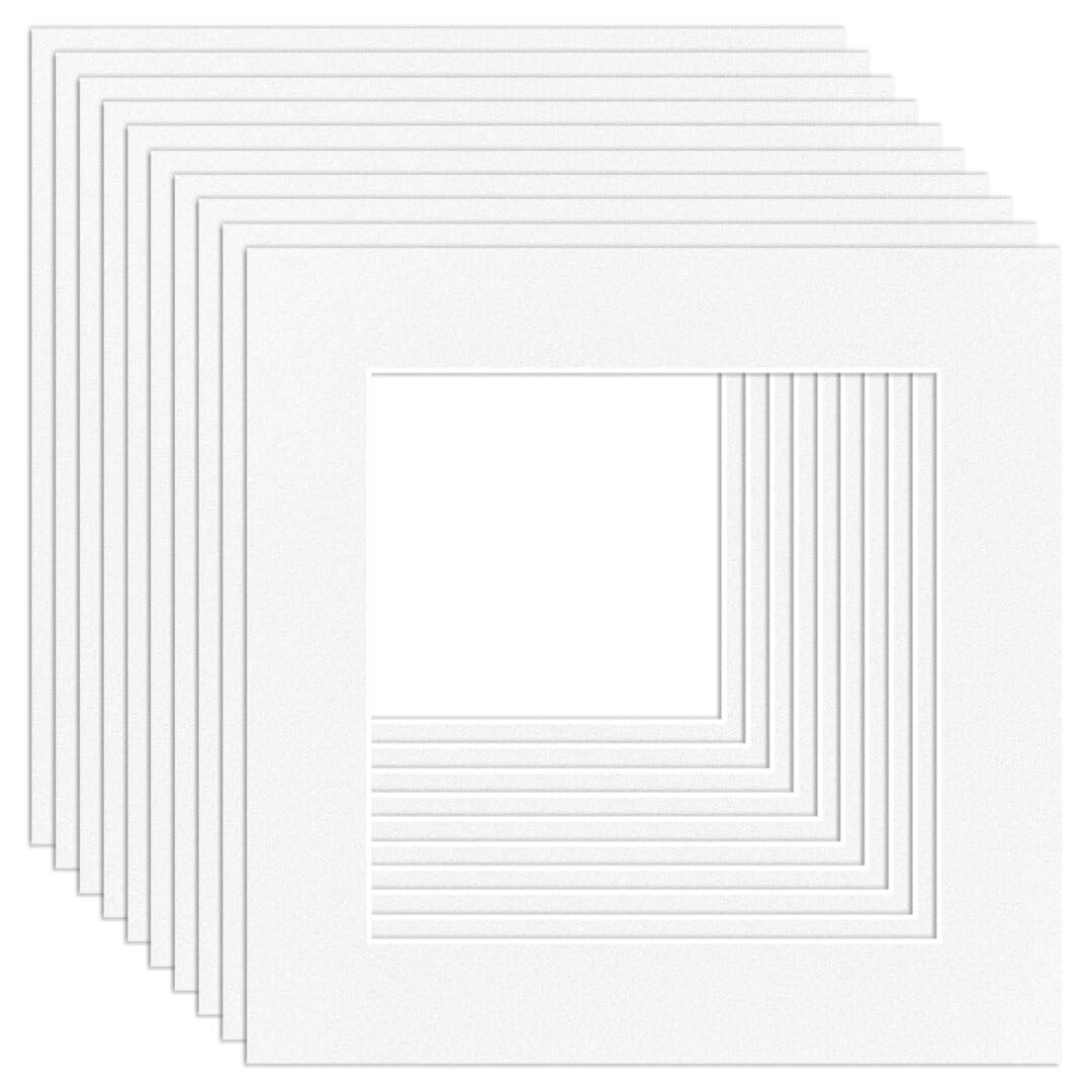 Procut Global 5x5" White Picture Mounts Board to Fit 3.5x3.5" Aperture Size - Photo Mount Card Ideal for Prints, Artwork, Crafts & Certificates - Sizes & Colors Available - Pack of 10 โ image 1