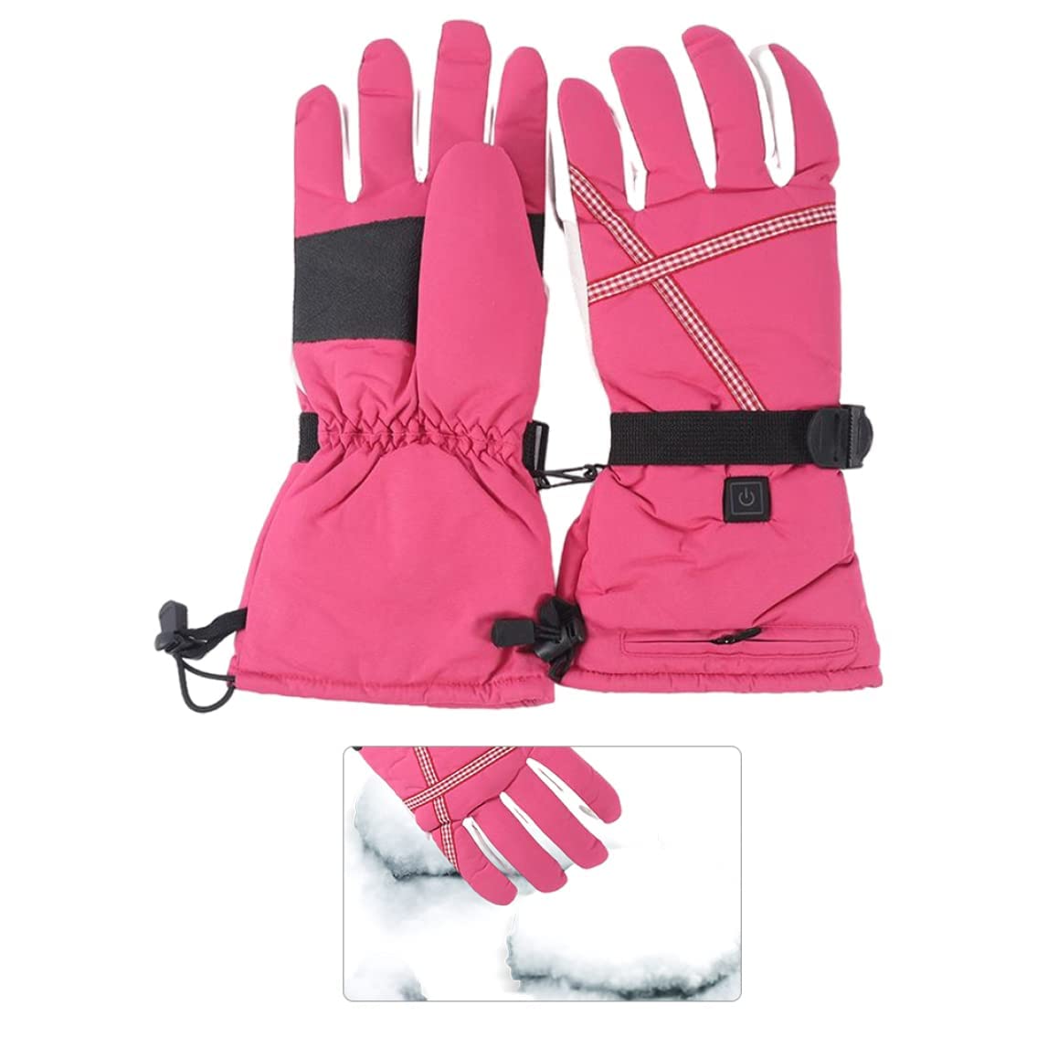 CHEWYNP Guanti riscaldati Guanti Termici elettrici alimentati a Batteria Rosa Ricaricabili, per Ciclismo all'aperto Montorcycle Campeggio Escursionismo Sci-1 Paio M