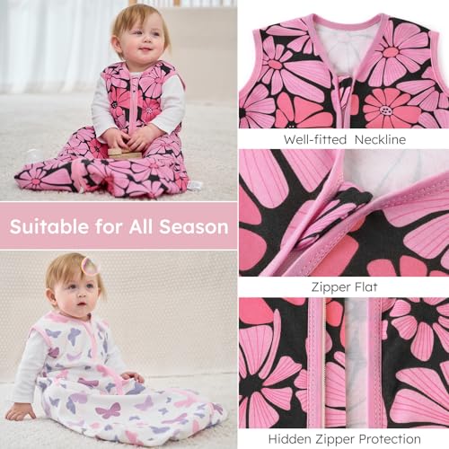 Image of Yoofoss Baby Sleep Sack 12-18 Months Wearable Blanket for Babies 100% Organic Cotton 2-Way Zipper TOG 0.5 Toddler Sleeping Sack 3 Pack, Comfy Lightweight Sleep Sacks