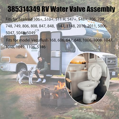 Image of iFJF 385314349 RV Water Valve Assembly 2PCS Replacement for Pedal Flush Toilets for Camper Trailer Boat