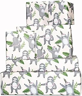 Central 23 - Sloth Wrapping Paper - (x6) Sheets of Cool Birthday Wrapping Paper for Teenagers - Boys - Girls - Eco Friendly, Sustainable, Recyclable - For Valentines Day - Comes with Stickers and Tags