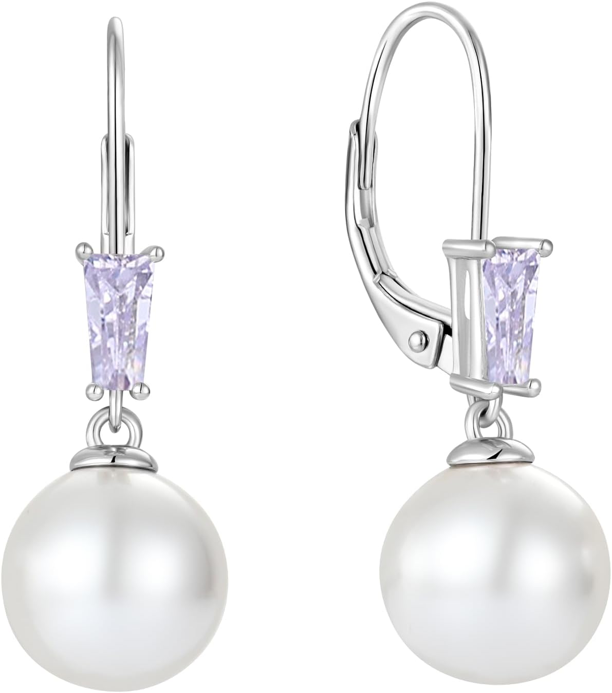 Pearl Earrings for women 925 Sterling Silver Leverback Earrings Birthstone Jewelry Gifts Pearl Drop Earrings with 10mm Mother of pearl