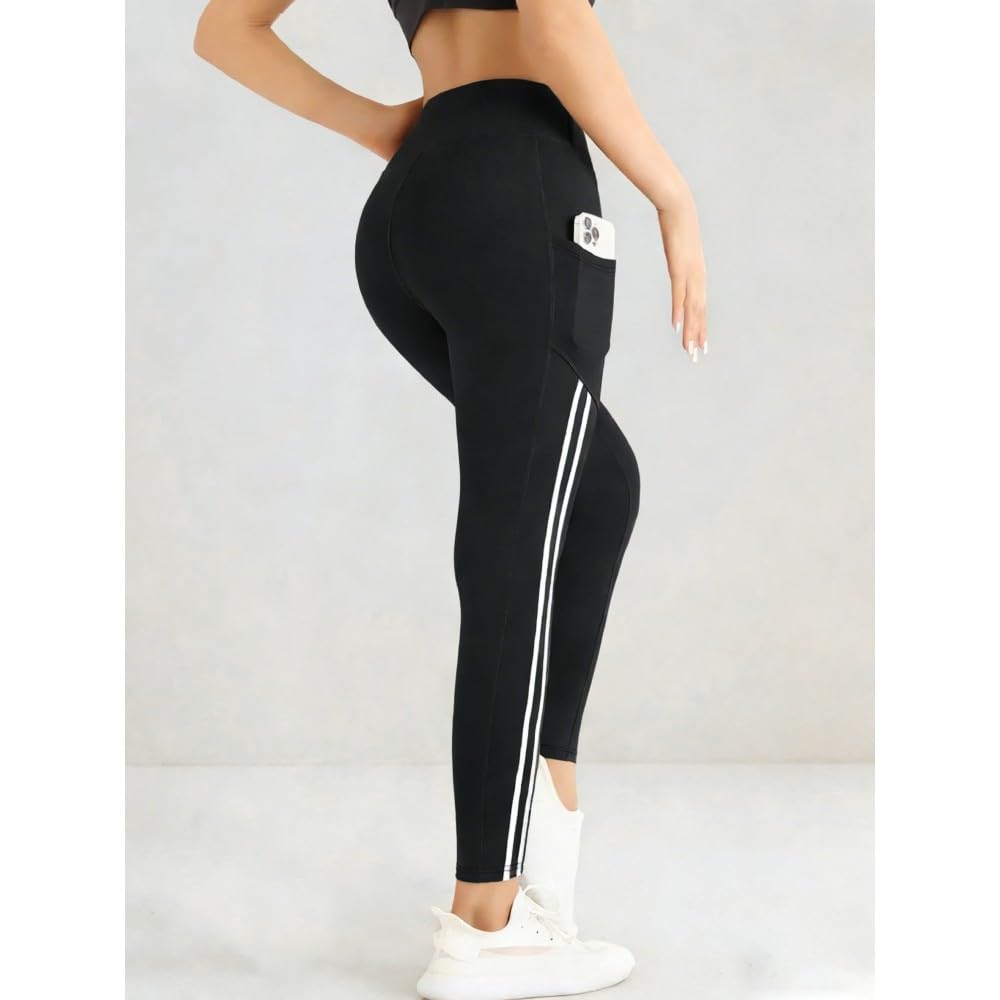 DYRBF Leggings da donna a vita alta per yoga, modellanti, ad asciugatura rapida, controllo della pancia, con tasche, per palestra, corsa