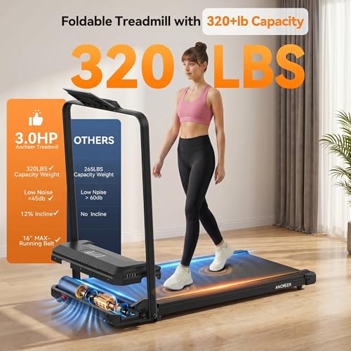 Image of ANCHEER Walking Pads, 2 in 1 Under Desk Treadmill 2.5HP Compact Running Machine with Remote Control, 300lbs Weight Capacity for Home /Gym /Office,Ultra-Quiet, Installation-Free