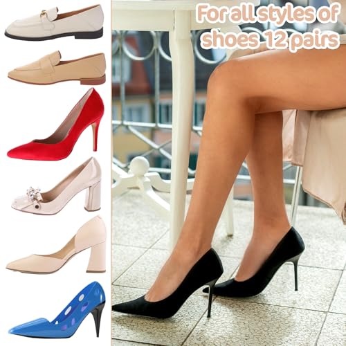 12 Pairs Half Socks for Women Mules Invisible Mule Socks Seamless Non-Slip Toe Peds for High Heels, Mules (Skin Color, Black, White, Gray, Pink)3