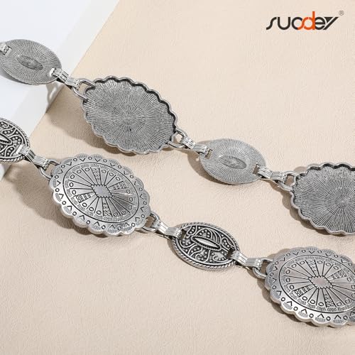 SUOSDEY Western Cowgirl Concho Chain Belt for Women Cowboy Metal Waist Belt for Country Concert Outfit Dresses Jeans4