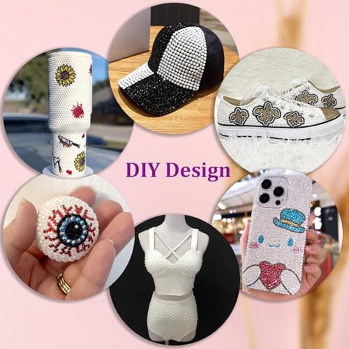 Image of Resin Rhinestones for Crafting with 3Pcs 10ml B7000 Jewelry Glue, 1 Box White Flatback Gems Crystals Diamond for Bedazzling Crafts DIY Nail Art Makeup, Gems for Clothing Tumblers Shoes