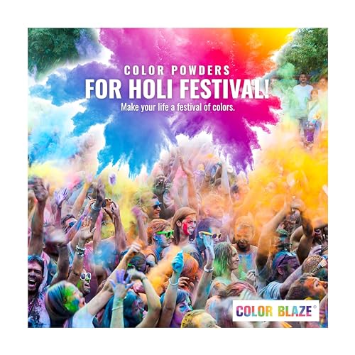 Color Blaze Color Powder Fun Pack - 20 Bags Total (5 Each of Pink, Yellow, Green & Blue) + 4 Squeeze Bottles - Perfect for Snowman Decorating, Color Fight, Photoshoots, Color War, Holi Festival!