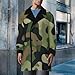 Meaudiwes Fashion Warm Overcoat Double Breasted Trench Coat Lightweight Jacket Windbreaker Cool Green Camo Army Camouflage