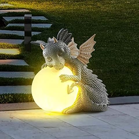 Garden Dragon Meditating Statue Lights, Garden Decoration Baby Sleeping Dragon, Dragon Garden Decoration, Solar Lamp Fairy Garden Statue, Figurine Garden Statue Sculpture, Meditated Dragon Ornament Cover
