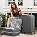 mixi 24 Inch Checked Luggage PC Hard Shell Suitcase Top Opening Aluminum Frame Travel Suitcases with Wheels, Rock Gray
