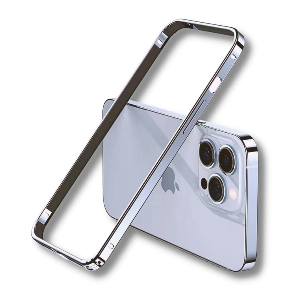 CRYSENDO Metal Bumper Frame Case Cover for iPhone 12 | Aluminum Frame with Soft Inner Bumper, Raised Edge Protection (Silver)
