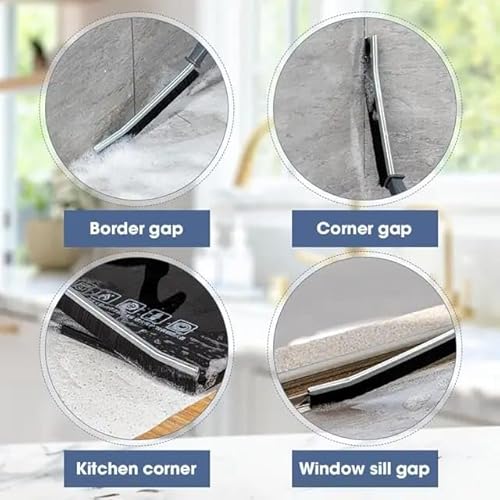 Crevice Cleaning Brush, Bathroom Tile Groove Gap Cleaning Brush,Premium Crevice Cleaning Tool Aluminum Support with 15° Angle Magic Brush, Thin Brush for Home Kitchen (3PCS) - Image 2