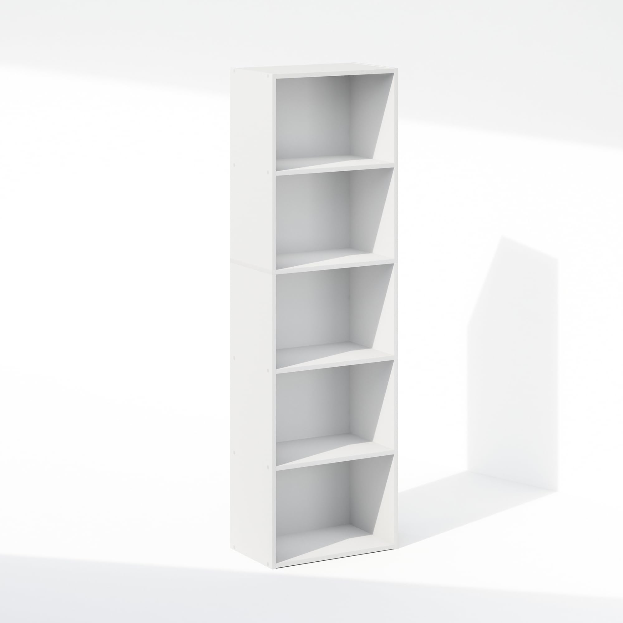Furinno Reed Kleiderschrank-Organizer und Aufbewahrung, 5-Ebenen Kleiderschrank-Organizer, Offenes Regal Kleiderschrank-Aufbewahrung, für Kleiderschrank, Schlafzimmer, Wohnzimmer, Weiß