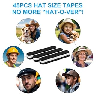 Allgawise (Pack of 45 Hat Size Reducer, Hat Sizer Reducer Insert, Make Smaller Sweatband, Self Adhesive Resizer Foam Tape for Hat Cap, Black and White