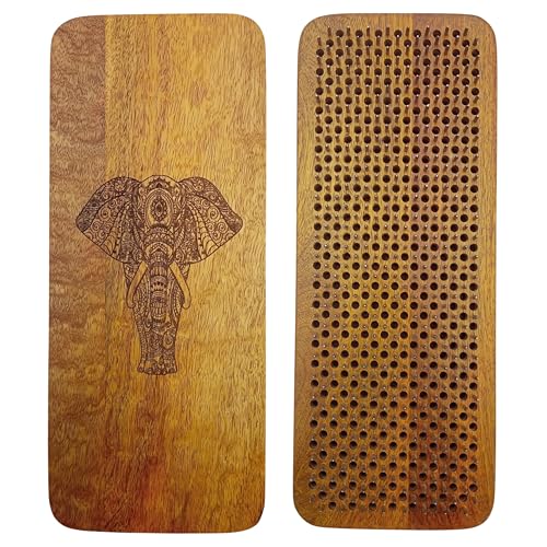 SattesGrün Sadhu Board aus Mangoholz mit Elefantenmotiv Handgefertigtes Nagelbrett 4 Nagelabstände für Yoga Meditation & Achtsamkeit (Elefant 10 mm)