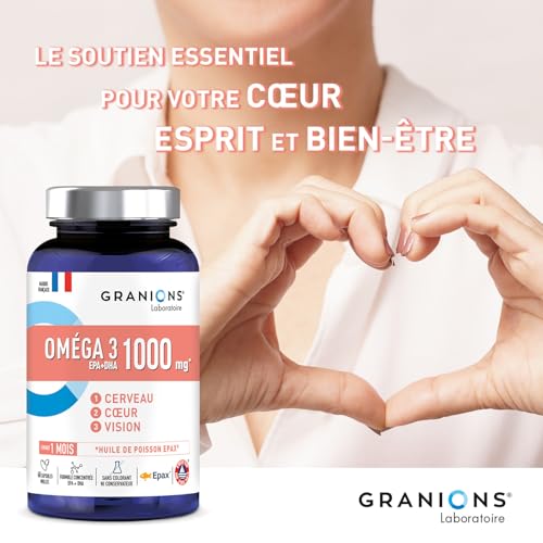 OMEGA 3 1000 mg GRANIONS | Huile de Poisson Sauvage EPAX -Haute Concentration Omega 3 DHA EPA + Vitamine E - Complément Alimentaire Omega3 - Oméga-3 Sans OGM, Certifié Friend of the Sea- 60 Capsules – Image 6