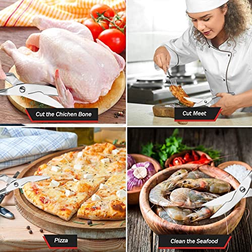 Roestvrijstalen scherpe schaar, keukenschaar, huishoudschaar, multifunctionele schaar van roestvrij staal, gevogelteschaar, gemakkelijk uit elkaar te halen en te reinigen voor kip, gans, kalkoen, vis, groenten, barbecue - Image 7