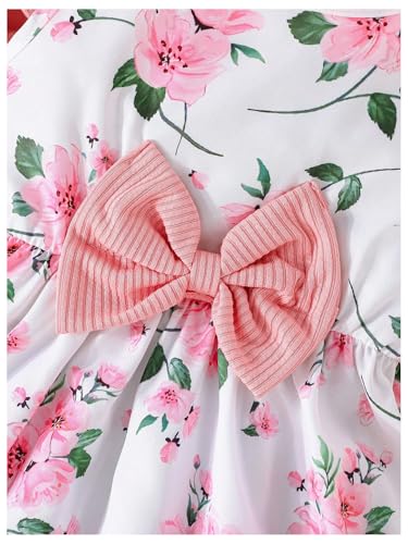 WDIRARA Toddler Girl's 2 Piece Set Frill Cardigan Floral Sleeveless A Line Dress Outfits4