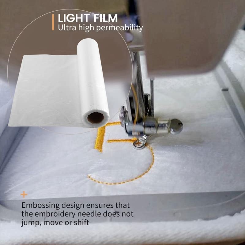Clear Wash Away Water Soluble Embroidery Topping Film 12 Inch X 30 Yd Roll For Machine Embroidery And Hand Sewing - (Color: Maroon)
