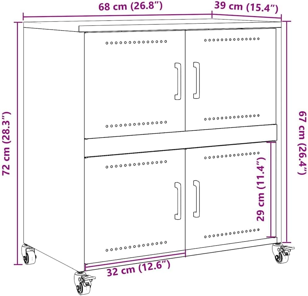 vidaXL Sideboard, Cupboard with Door, Sideboard Cabinet for Living Room, Home Organizer, Storage Furniture, Black Cold-Rolled Steel