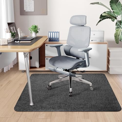 Semflagree Hardwood Floor Chair Mat, Heavy Duty Office Chair Mat Floor Protector, PVC Anti-Slip Mat for Office Computer Desk Chair, Easy to Move, 90x120 cm for Home,Office,Kitchen (Black)