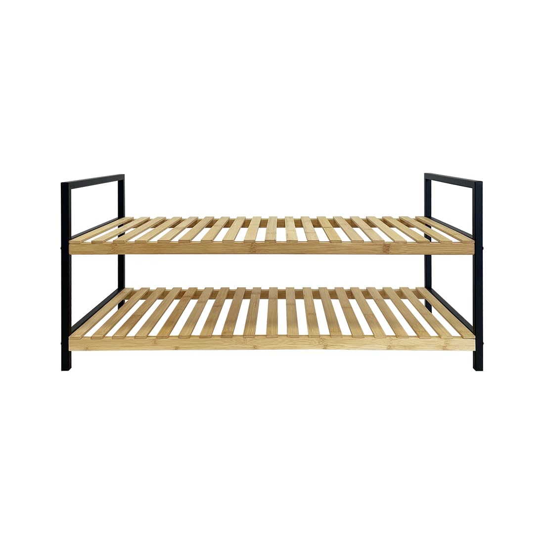 Acomoda Textil - Zapatero de Madera y Metal Amplio, Resistente y de Fácil Instalación para Entrada, Pasillo y Armario. Organizador de Zapatos para Hogar Robusto y Funcional. (2 niveles de 70x30x32 cm)