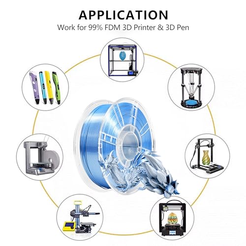Image of iBOSS Dual Silk Metallic Blue Silver Shiny PLA+ Filament, 1KG 3D Printing Material with 1.75mm High Diameter Accuracy+ /-0.02mm, Neatly Wound Silk PLA Plus Widely Support for FDM 3D Printers