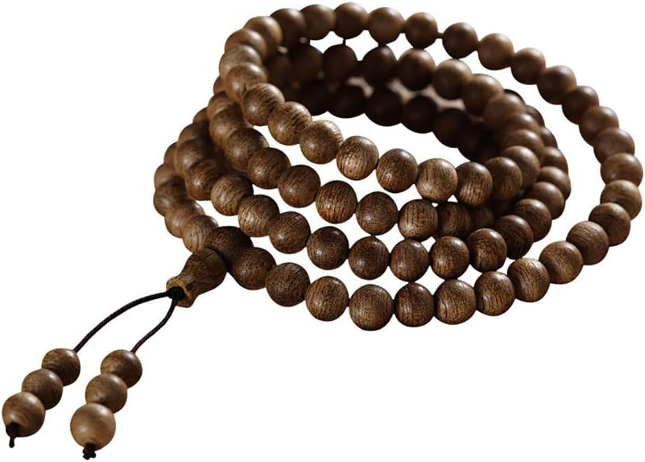 Natural 108 Agarwood Buddha Beads Bracelet Multi-Circle Prayer Meditation Yoga Wrist Accessories for Men Women,12mm
