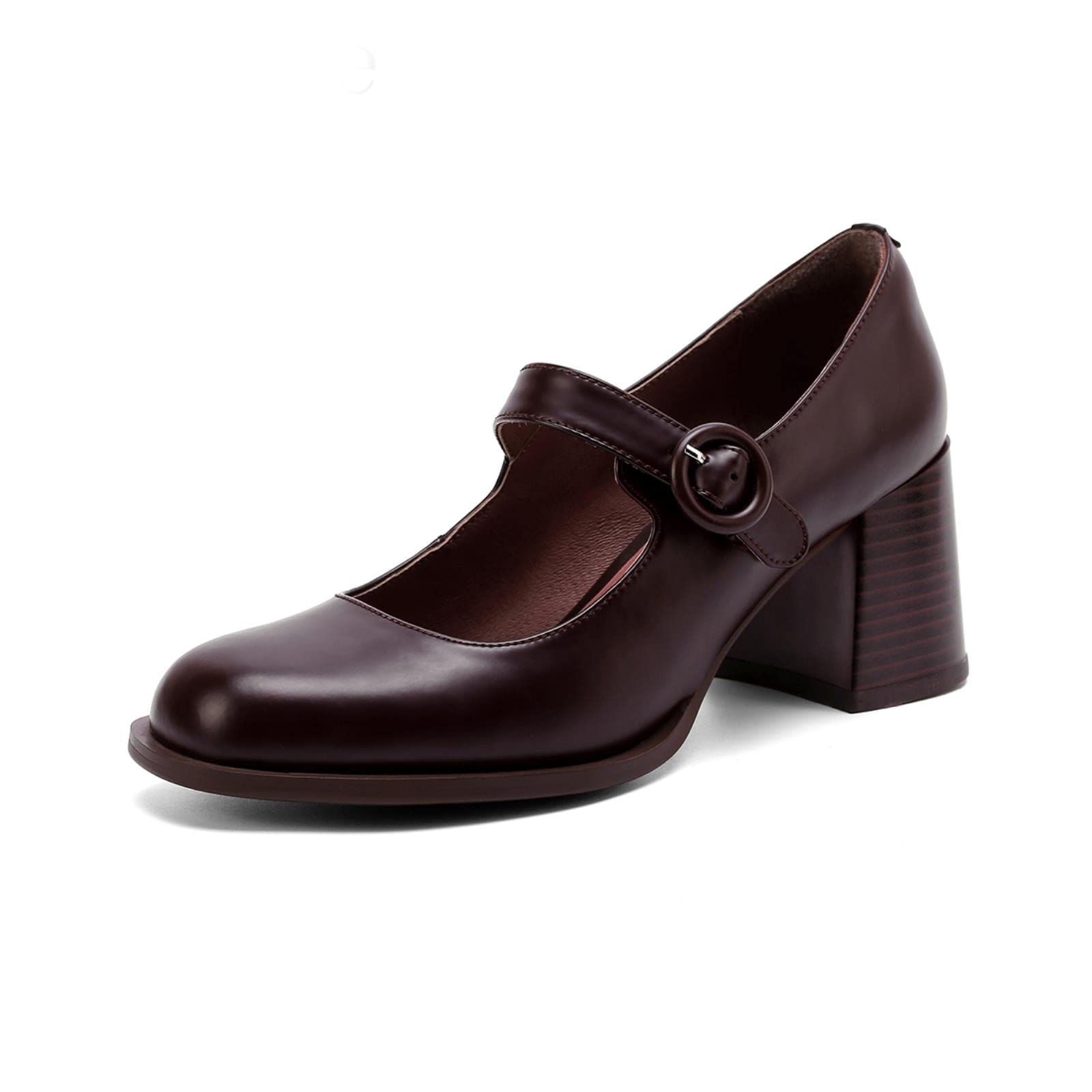 Vrouw Hoge Hak Schoenen Vierkante Hakken Ronde Neus Mary Janes Pumps Gesp  Zwart Bruin Handgemaakte Elegante Dame Schoenen-Bruine Pumps,34 :  Amazon.nl: Kleding, schoenen \u0026 sieraden