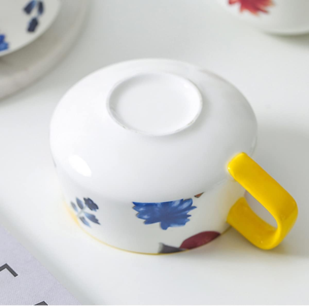 Ceramiczne kubki do kawy Kubek z uchwytem idealny do herbaty, płatków zbożowych, kakao, gorącej czekolady, mleka, ręcznie malowany wzór, 10,6 uncji, 1 sztuka