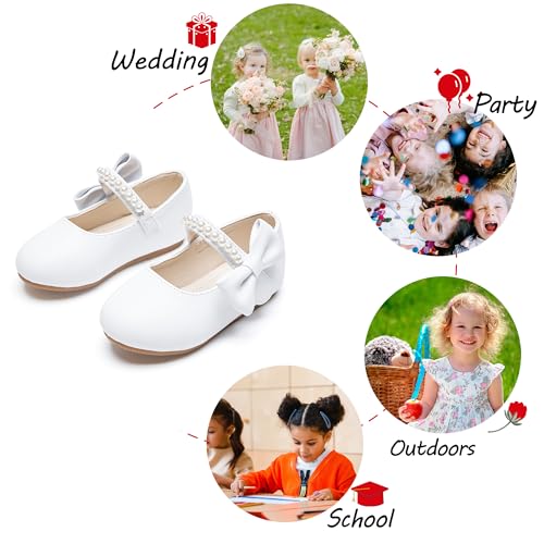 Image of PHIRAMIN Toddler Flower Girl Glitter Dress Shoes Little Girl Ballet Flats Bow Wedding Party