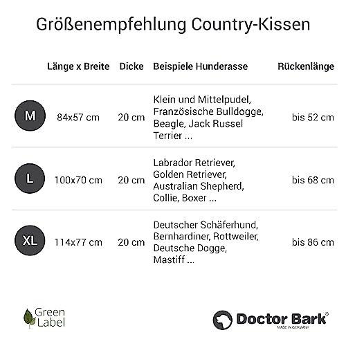 Doctor Bark Country Hundekissen Große Hunde Waschbar - Hundebett Weich - Liegekissen Kuschelig Pflegeleicht - GreenLabel (Country-Kissen - L, Grau)