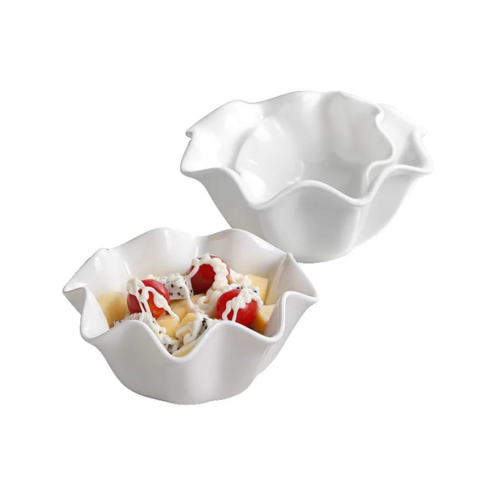 Coppe Gelato 2 pezzi in ceramica tazza for insalata di frutta ciotola for gelato bianca piatto di pasta occidentale for la casa cucina dessert ciotola for snack di frutta secca Per Dessert(15.5*7cm)