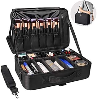 Relavel Makeup Bag Cosmetic Case Portable Travel Makeup Train Case Beauty Box Waterproof Makeup Organiser Cosmetic Artist Storage Bag for Women with Removable Compartment