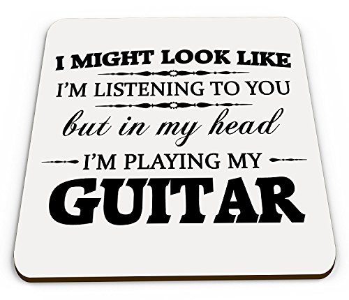 in My Head I'm Playing My Guitar Novelty Gift Coaster
