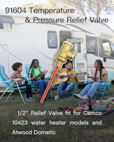 Image of 91604 RV Water Heater Temperature & Pressure Relief Valve, 1 /2 inch NPT Threads, 150PSI 210F Temperature and Pressure Relief Valve with Epoxy-Coated Probe