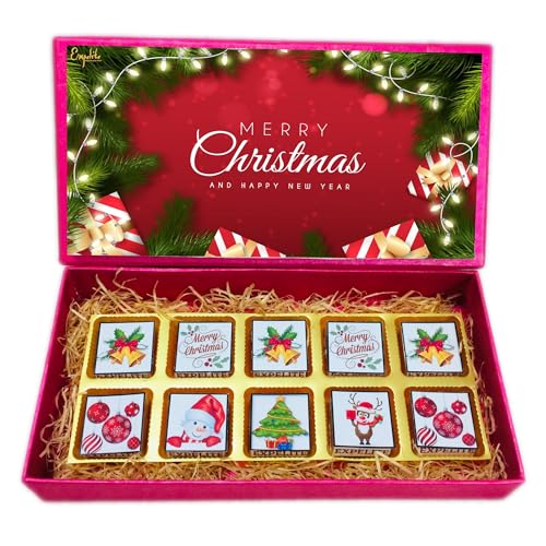 Image of Expelite Merry Christams And New Year Chocolate Gift For Girl Friend - 10 PC Happy Near Year Gift for Employees