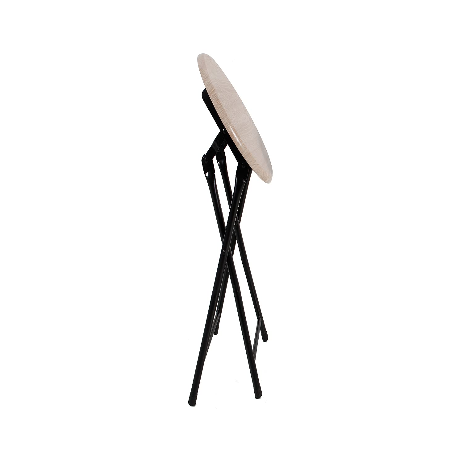 Mojawo Sgabello pieghevole da cucina, in legno e telaio in metallo, altezza 47 cm, diametro 30 cm, antiscivolo