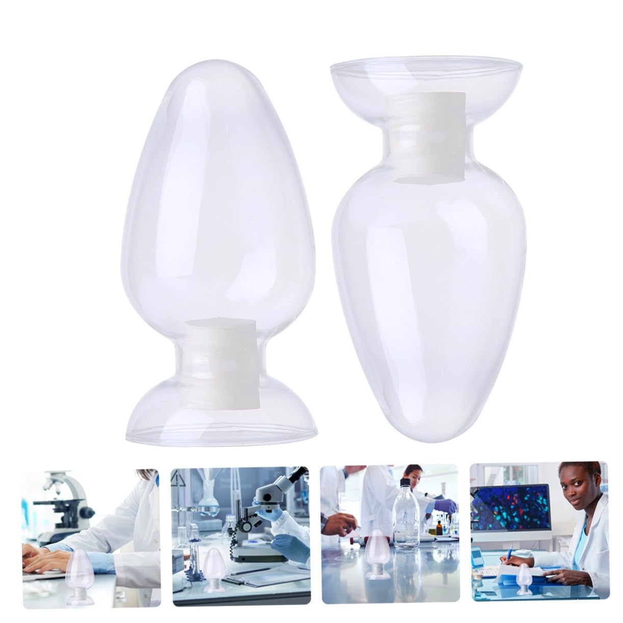 iplusmile Bottiglia da Laboratorio Conica in Vetro Tappo per Conservazione Campioni 3 Pezzi