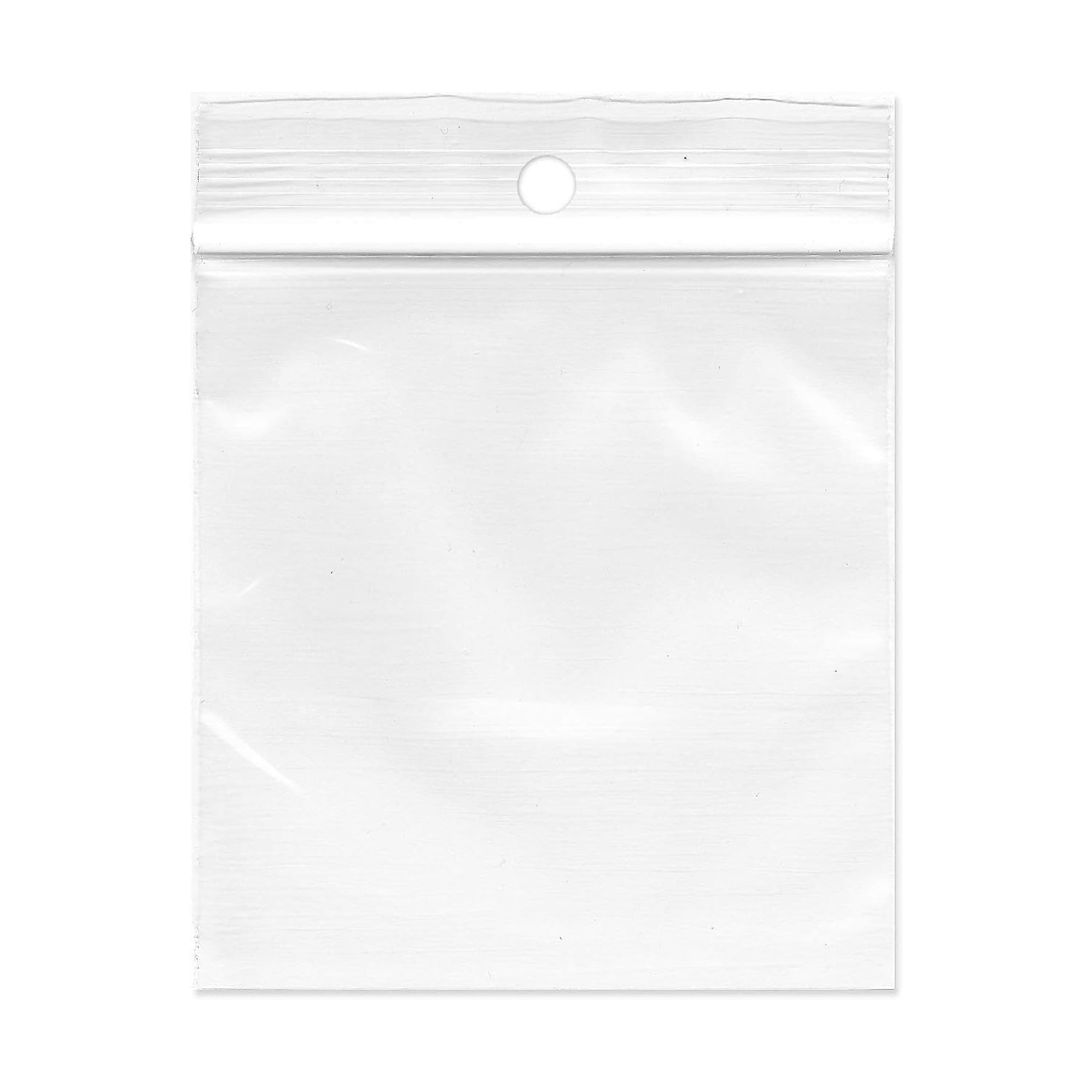 Clear Hang Hole Poly Bag, Reclosable Plastic Bags, 5 x 8 Inch, 2 Mil, 1000 Pack