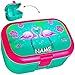 Produktbild alles-meine.de GmbH Lunchbox / Brotdose -  Flamingo & Blumen  - inkl. Name - BPA frei - mit extra Einsatz / herausnehmbaren Fach - Brotbüchse Küche Essen - für Mädchen Frauen H..