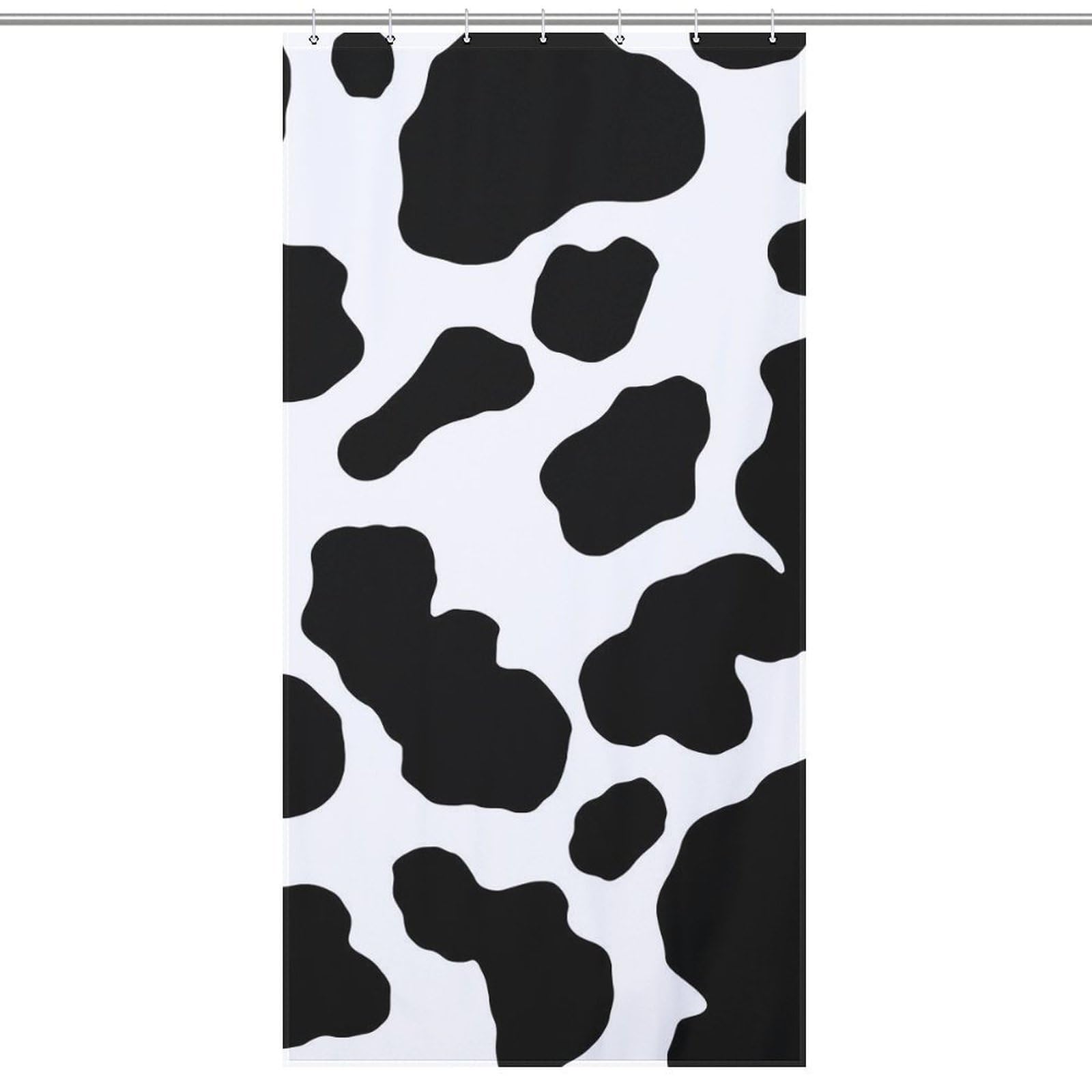 Czzyh Black Spots Cow 90 X 180 Cm Shower Curtains With Hooks, Bathroom Accessory, Shower Curtain