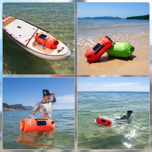 Image of Naturehike 18L Waterproof Dry bags-Roll Top Waterproof Swimming Buoy with Waterproof Phone Compartment, Outdoor Bags Keep Gear Dry for Hiking, Kayaking, Camping, Swimming, Boating（Orange）